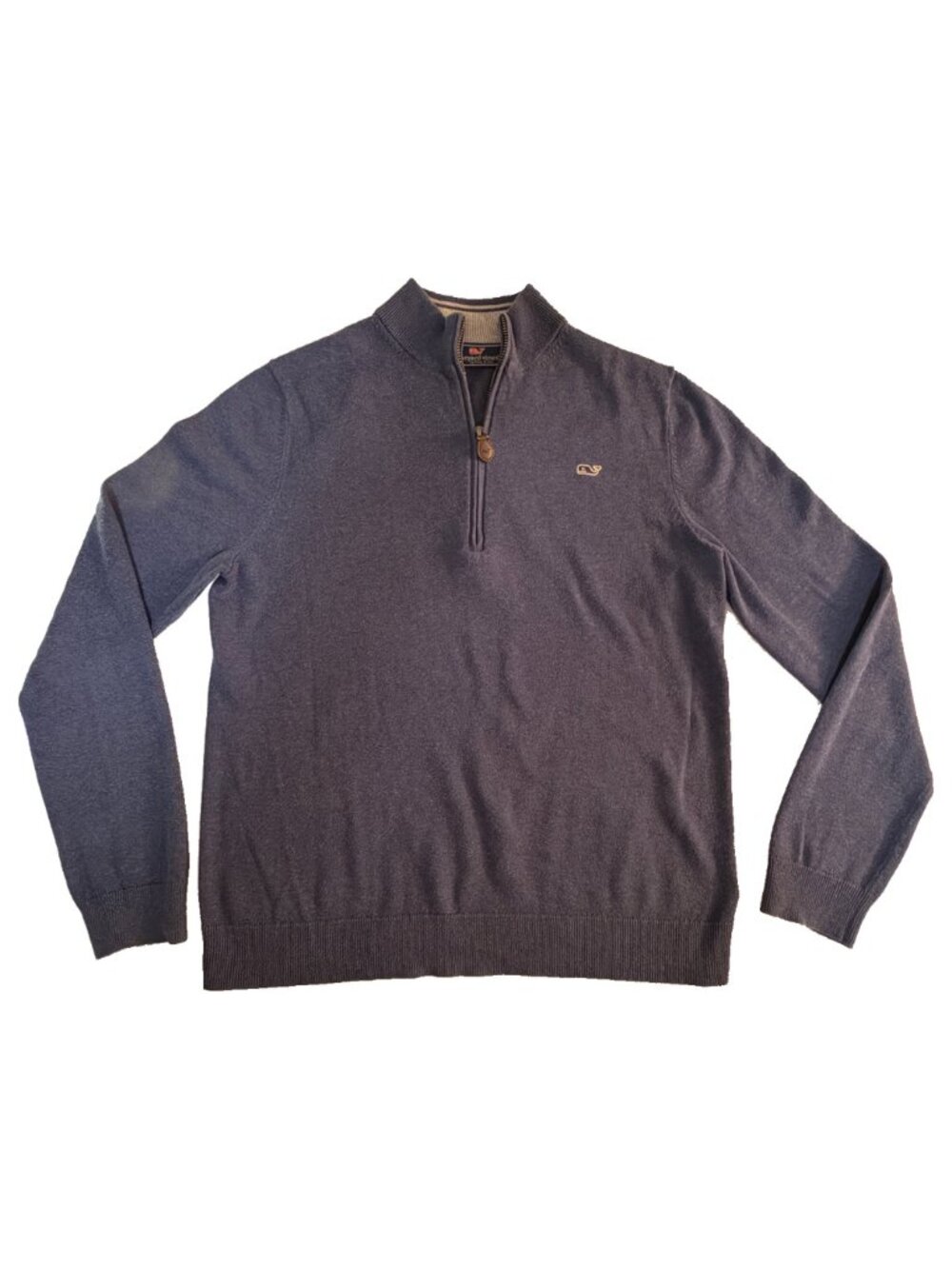 Vineyard Vines Boys Blue Quarter-Zip Knit Sweater Whale Logo L 16